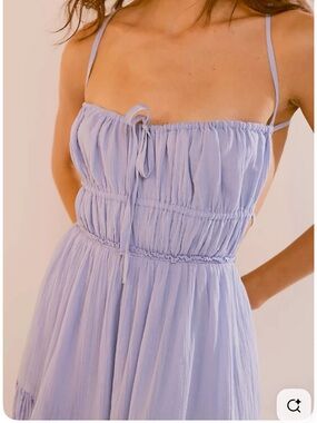 Free People Taking Sides Open Tie Back Maxi Dress in Xenon Blue